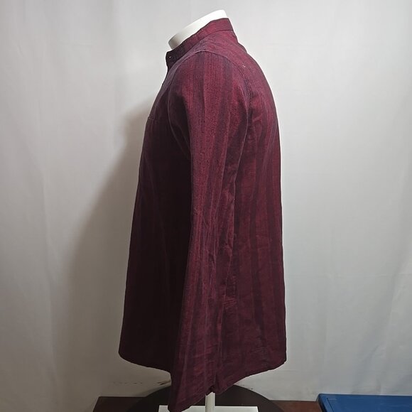 Fabindia Kurta Mens Size XS Red Striped 100% Cotton Pockets - Picture 2 of 10